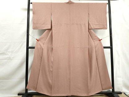 平和屋着物■上質な色無地　霞地紋　梅染色　正絹　逸品　DABJ0250qa