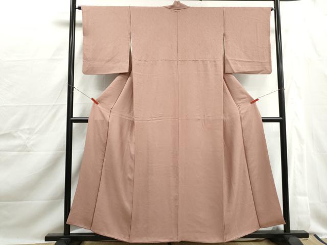 平和屋着物■上質な色無地　霞地紋　梅染色　正絹　逸品　DABJ0250qa