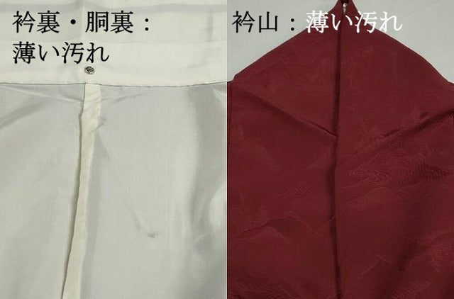 平和屋着物■上質な色無地　風景地紋　葡萄茶色　正絹　逸品　DABJ0252qa
