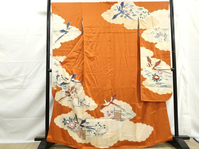 平和屋着物■豪華振袖　雲取り花鳥文　金彩　正絹　逸品　DABJ0261qa