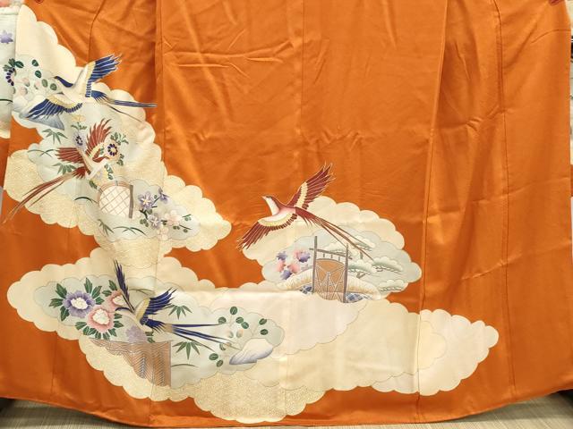 平和屋着物■豪華振袖　雲取り花鳥文　金彩　正絹　逸品　DABJ0261qa