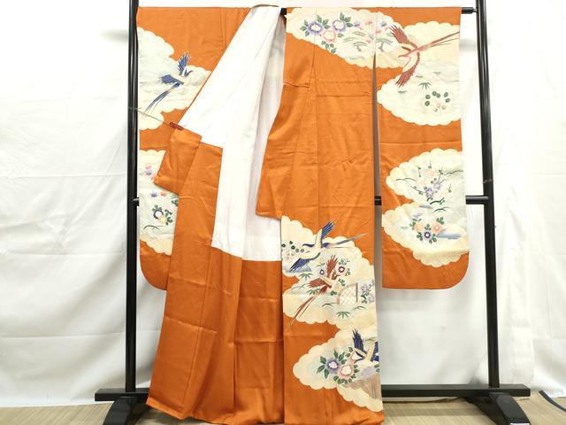平和屋着物■豪華振袖　雲取り花鳥文　金彩　正絹　逸品　DABJ0261qa