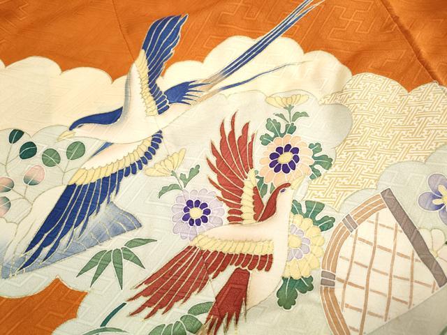 平和屋着物■豪華振袖　雲取り花鳥文　金彩　正絹　逸品　DABJ0261qa