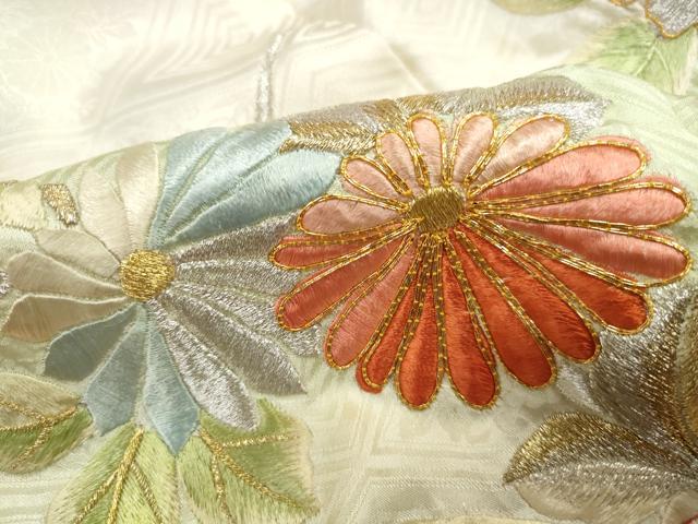 平和屋着物■豪華振袖　駒刺繍　絞り　草花文　暈し染め　銀彩　正絹　逸品　DABJ0262qa