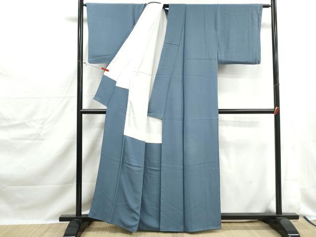 平和屋着物■上質な色無地　湊鼠色　正絹　逸品　DABJ0264qa