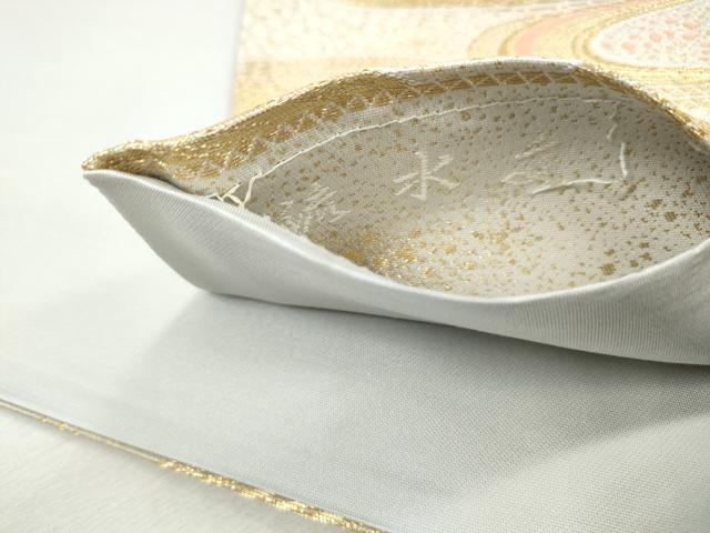 平和屋着物◎六通柄袋帯　唐織　流水文　金糸　正絹　逸品　DABJ0291qa