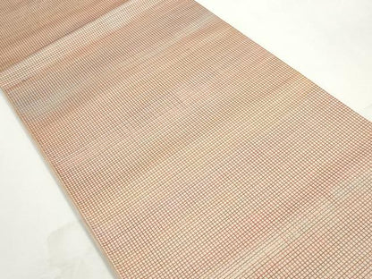 平和屋着物◎六通柄　本袋帯　格子文　七彩錦　正絹　逸品　DABJ0295qa