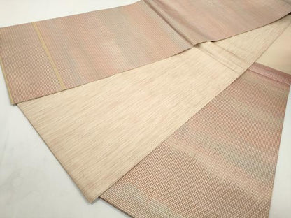 平和屋着物◎六通柄　本袋帯　格子文　七彩錦　正絹　逸品　DABJ0295qa
