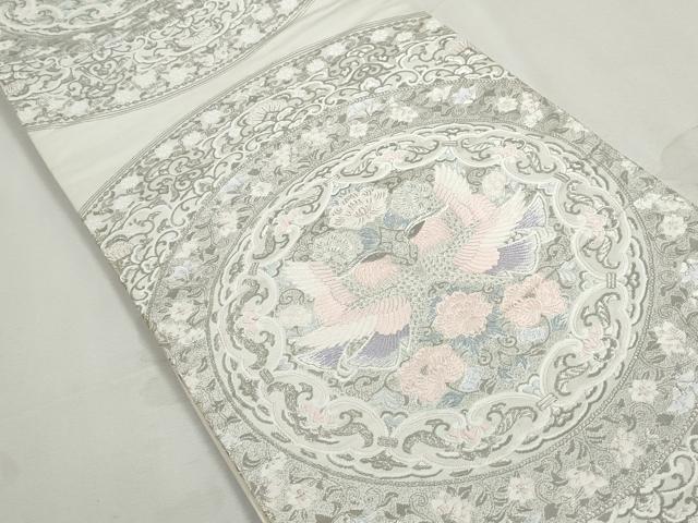 平和屋着物◎六通柄袋帯　唐織　正倉院鴛鴦華文　プラチナ箔　正絹　逸品　DABJ0297qa