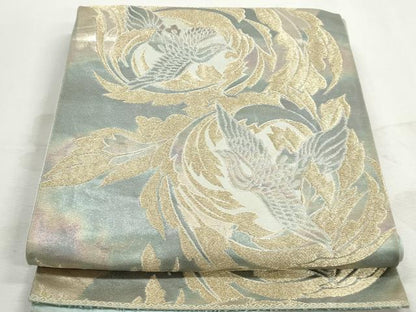 平和屋着物◎六通柄袋帯　霞鳳凰文　金糸　引箔　正絹　逸品　DABJ0298qa