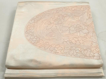 平和屋着物◎中国三大刺繍　相良刺繍　総刺繍　太鼓柄袋帯　花鳥文　引箔　正絹　逸品　DABJ0301qa