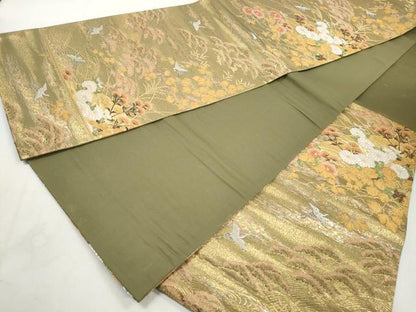 平和屋着物◎六通柄袋帯　唐織　飛鶴浜松文　金糸　正絹　逸品　DABJ0311qa