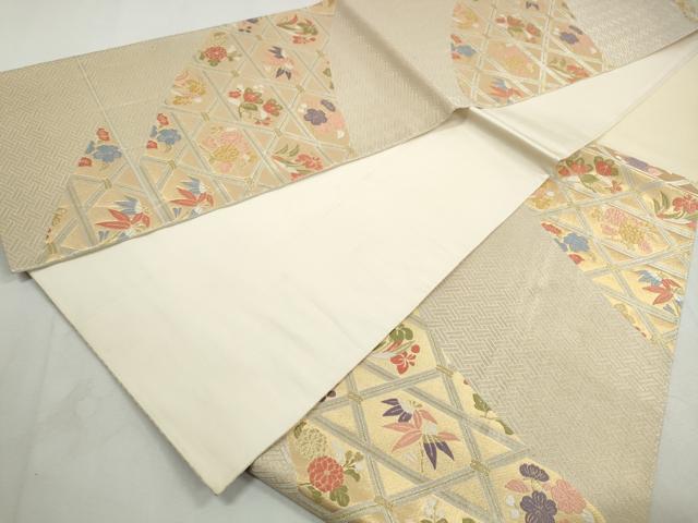 平和屋着物◎六通柄袋帯　唐織　天井花文　金糸　正絹　逸品　DABJ0312qa