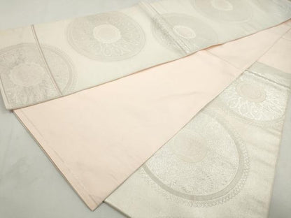 平和屋着物◎六通柄　本袋帯　花丸文　銀糸　正絹　逸品　DABJ0317qa