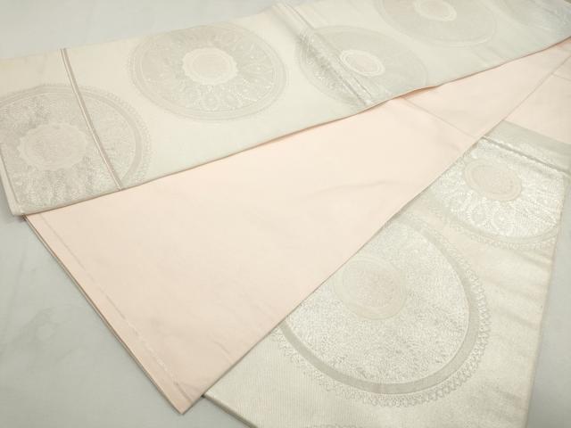 平和屋着物◎六通柄　本袋帯　花丸文　銀糸　正絹　逸品　DABJ0317qa