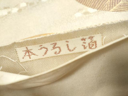 平和屋着物◎六通柄袋帯　風景花丸文　本うるし箔　金糸　正絹　逸品　DABJ0322qa