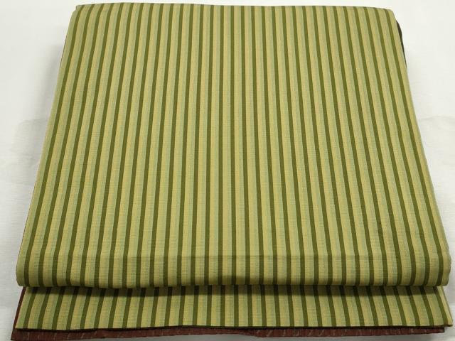 平和屋着物◎両面　全通柄袋帯　ふくれ織　よろけ縞　正絹　逸品　DABJ0324qa
