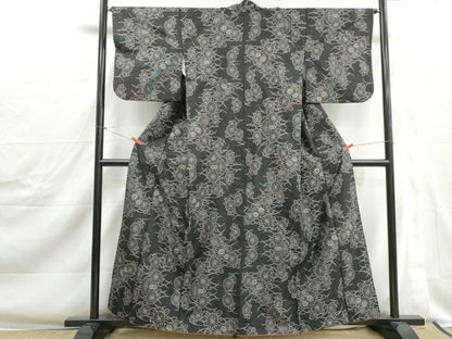 平和屋着物■本場大島紬　9マルキ　草花文　正絹　逸品　DABJ0333qa