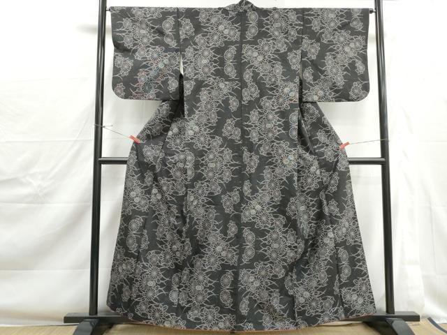 平和屋着物■本場大島紬　9マルキ　草花文　正絹　逸品　DABJ0333qa