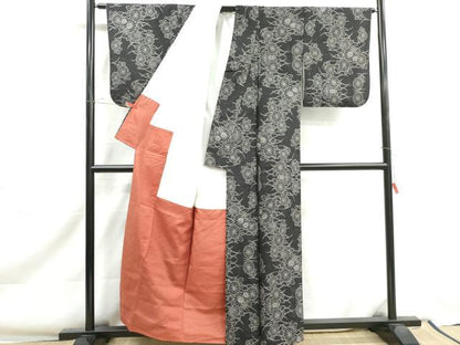 平和屋着物■本場大島紬　9マルキ　草花文　正絹　逸品　DABJ0333qa