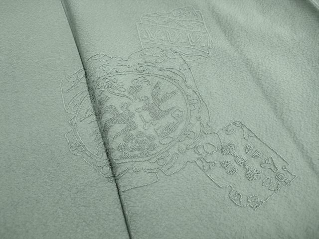 平和屋着物■中国三大刺繍　相良刺繍　総刺繍　無地絵羽訪問着　抽象花地紋　山葵色　正絹　逸品　DABJ0335qa