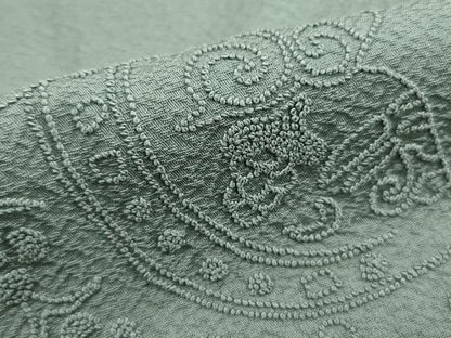 平和屋着物■中国三大刺繍　相良刺繍　総刺繍　無地絵羽訪問着　抽象花地紋　山葵色　正絹　逸品　DABJ0335qa