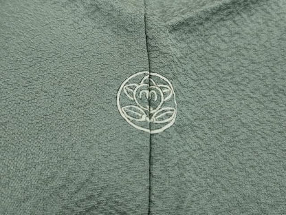 平和屋着物■中国三大刺繍　相良刺繍　総刺繍　無地絵羽訪問着　抽象花地紋　山葵色　正絹　逸品　DABJ0335qa