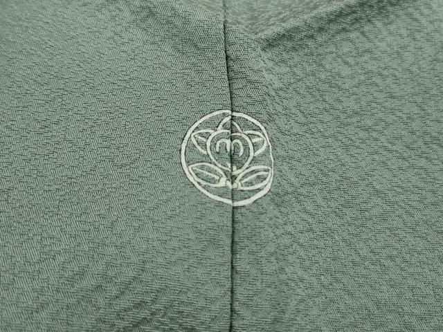平和屋着物■中国三大刺繍　相良刺繍　総刺繍　無地絵羽訪問着　抽象花地紋　山葵色　正絹　逸品　DABJ0335qa