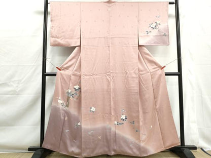 平和屋着物■訪問着　草花文　椿　暈し染め　正絹　逸品　DABJ0337qa