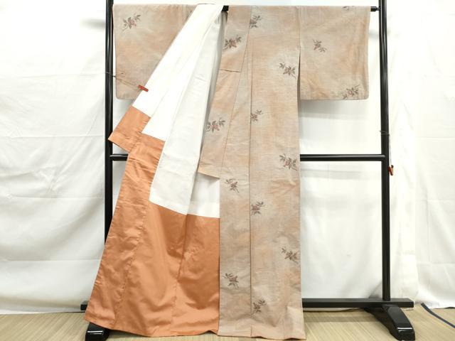 平和屋着物■上質な紬　更紗花文　暈し染め　正絹　逸品　DABJ0340qa