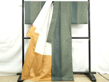 平和屋着物■上質な紬　間道　正絹　逸品　DABJ0345qa