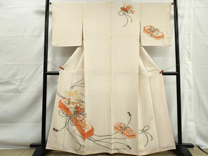 平和屋着物■訪問着　花文箱文　暈し染め　金彩　正絹　逸品　DABJ0349qa