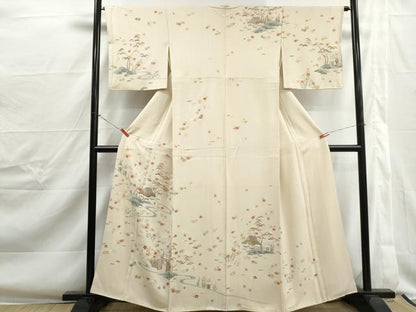 平和屋着物■訪問着　刺繍　風景花文　金彩　正絹　逸品　DABJ0362qa