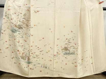 平和屋着物■訪問着　刺繍　風景花文　金彩　正絹　逸品　DABJ0362qa