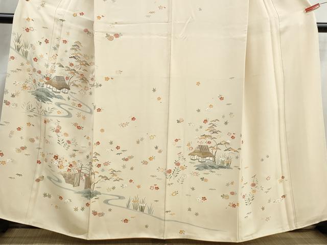 平和屋着物■訪問着　刺繍　風景花文　金彩　正絹　逸品　DABJ0362qa