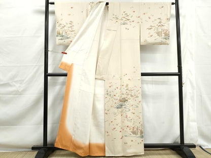 平和屋着物■訪問着　刺繍　風景花文　金彩　正絹　逸品　DABJ0362qa