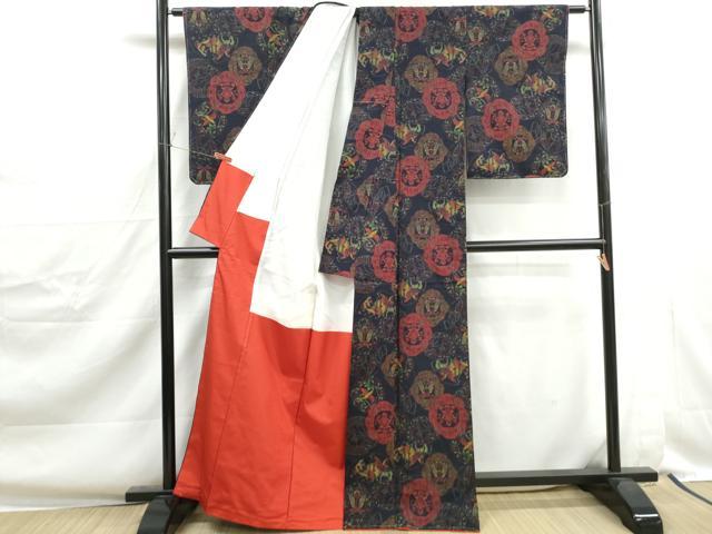 平和屋着物■上質な紬　抽象花文　正絹　逸品　DABJ0368qa