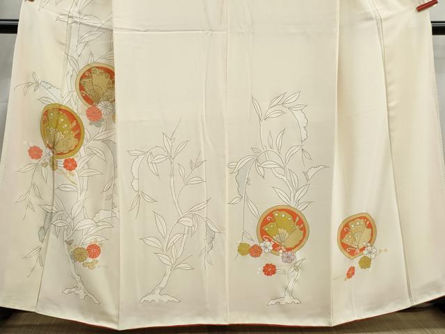 平和屋着物■訪問着　駒刺繍　花蝶丸文　金彩　正絹　逸品　DABJ0369qa