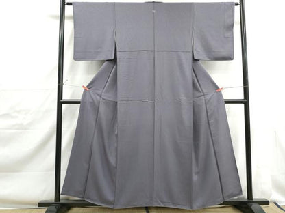 平和屋着物■上質な色無地　霞地紋　薄鼠色　正絹　逸品　DABJ0370qa