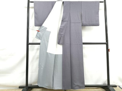 平和屋着物■上質な色無地　霞地紋　薄鼠色　正絹　逸品　DABJ0370qa