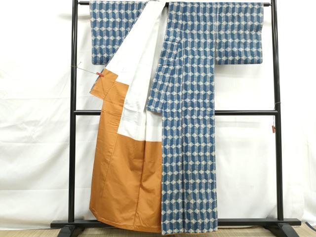 平和屋着物■上質な紬　菱間道　正絹　逸品　DABJ0371qa