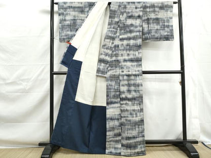 平和屋着物■上質な紬　横段文　正絹　逸品　DABJ0372qa