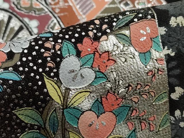 平和屋着物■豪華黒留袖　御所車花文　金銀彩　正絹　逸品　DABJ0379yqa