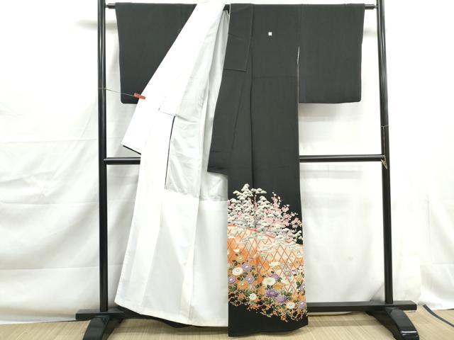 平和屋着物■豪華黒留袖　友禅　作家物　梅松花文　暈し染め　正絹　逸品　DABJ0380qa