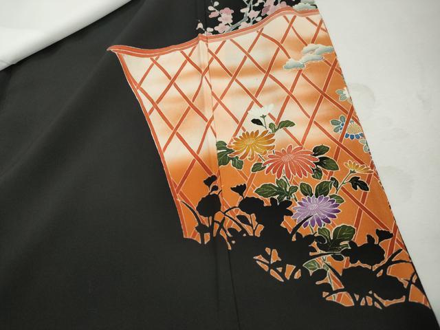 平和屋着物■豪華黒留袖　友禅　作家物　梅松花文　暈し染め　正絹　逸品　DABJ0380qa