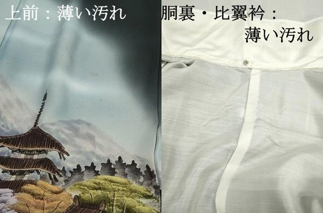 平和屋着物■豪華黒留袖　作家物　手描き　風景樹林文　暈し染め　正絹　逸品　DABJ0381qa