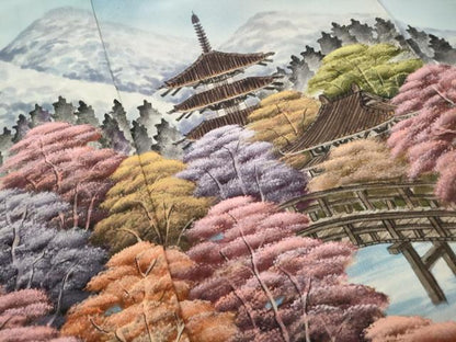 平和屋着物■豪華黒留袖　作家物　手描き　風景樹林文　暈し染め　正絹　逸品　DABJ0381qa