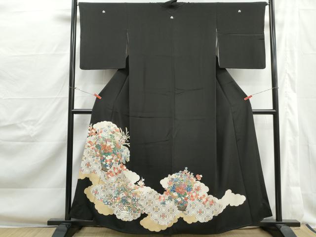 平和屋着物■豪華黒留袖　駒刺繍　飾花文　金彩　やまと誂製　正絹　逸品　DABJ0383qa