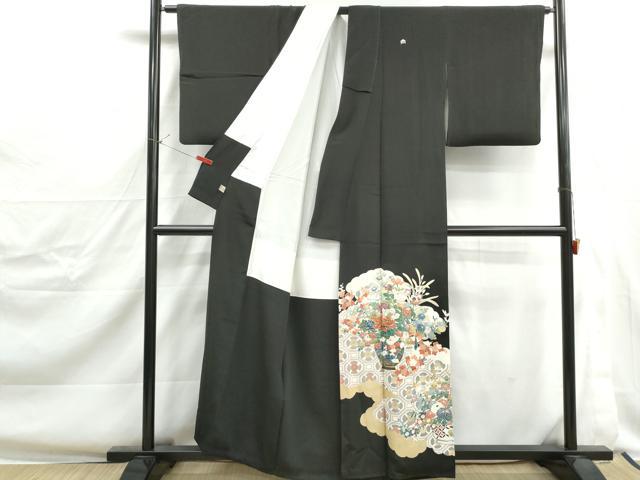 平和屋着物■豪華黒留袖　駒刺繍　飾花文　金彩　やまと誂製　正絹　逸品　DABJ0383qa