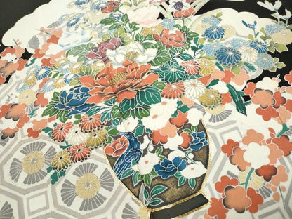 平和屋着物■豪華黒留袖　駒刺繍　飾花文　金彩　やまと誂製　正絹　逸品　DABJ0383qa